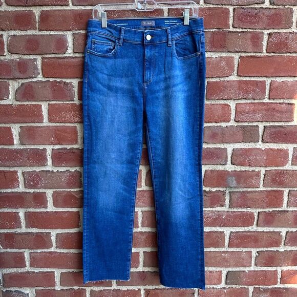 DL1961 $219 Mara Mid Rise Instasculpt Straight Jeans Stellar Raw Hem Women’s 30 - Picture 3 of 11